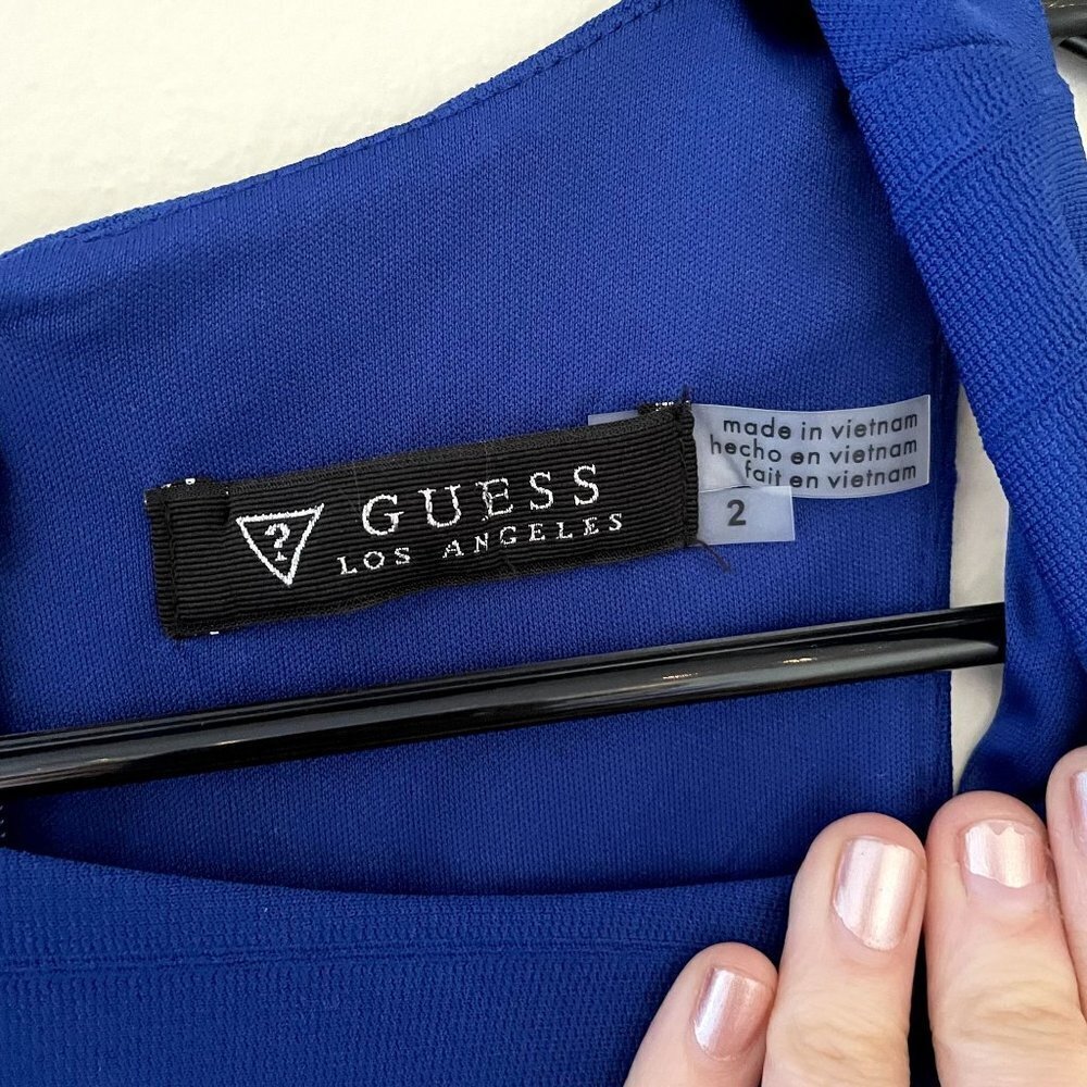 Guess navy blue off the shoulder sleeveless summer formal dress fully lined - Picture 6 of 10